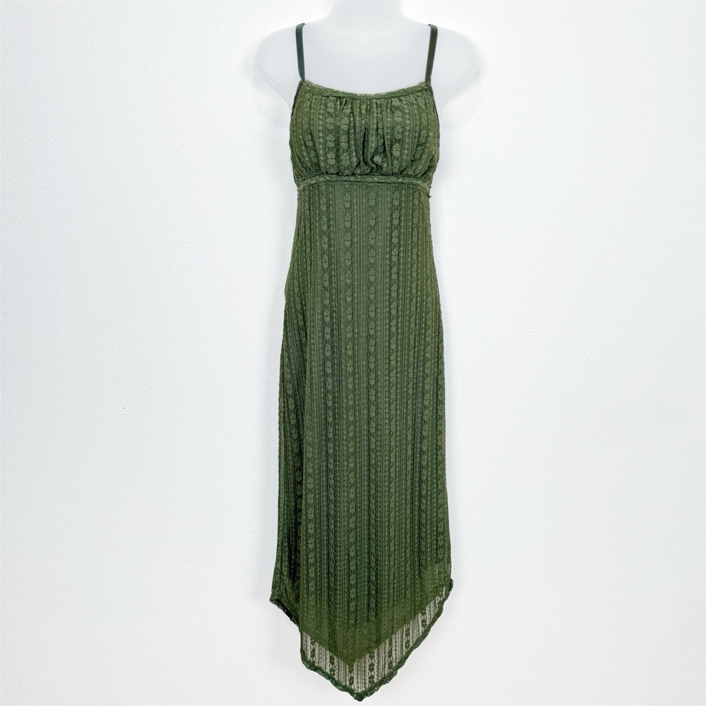 No Boundaries‎ Dress Womens Medium Green Lace Fairy Whimsy Coquette Empire Waist